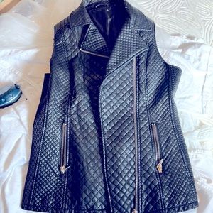 OAK NYC FAUX LEATHER STRECH CORSETED VEST